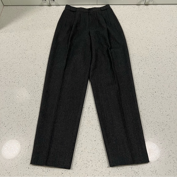Vintage 100% Pure Wool Giorgio Sant Angelo "Collectible Gold" Charcoal Pants - Picture 2 of 11